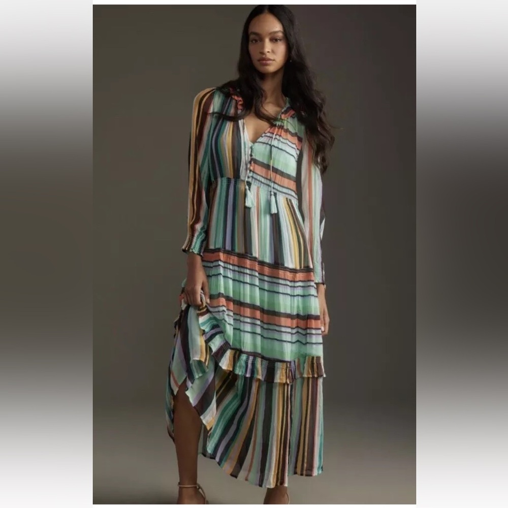 Anthropologie The Marais Printed Chiffon Maxi Dress Size XL